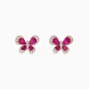 BH Multi Nature 14K Rose Gold Ruby and Diamond Butterfly Earrings, 2.44 TCW | Earrings