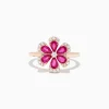 BH Multi Nature 14K Rose Gold Ruby and Diamond Flower Ring, 1.76 TCW | Rings