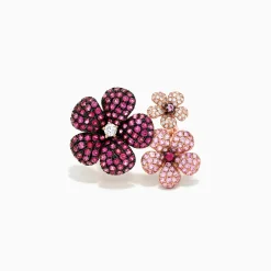 Effy Jewelry Nature 14K Rose Gold Sapphire, Ruby u0026 Diamond Flower Ring, 3.45 TCW | Rings