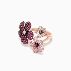 Effy Jewelry Nature 14K Rose Gold Sapphire, Ruby u0026 Diamond Flower Ring, 3.45 TCW | Rings