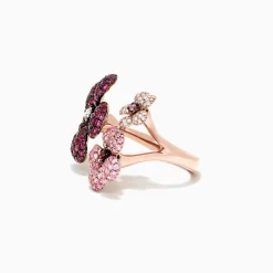Effy Jewelry Nature 14K Rose Gold Sapphire, Ruby u0026 Diamond Flower Ring, 3.45 TCW | Rings