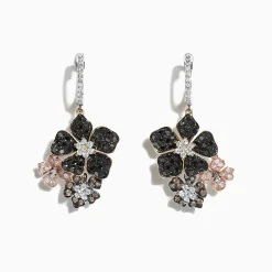 Effy Jewelry Nature 14K Tri Color Gold Diamond Flower Earrings, 2.04 TCW | Earrings