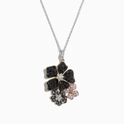 Effy Jewelry Nature 14K Tri Color Gold Diamond Hibiscus Pendant, 1.36 TCW | Necklaces & Pendants