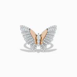 Effy Jewelry Nature 14K Two Tone Gold Diamond Butterfly Ring | Rings