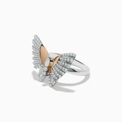 Effy Jewelry Nature 14K Two Tone Gold Diamond Butterfly Ring | Rings