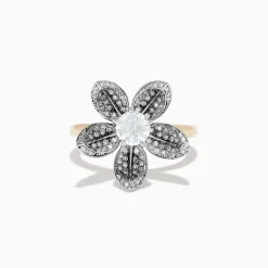 Effy Jewelry Nature 14K Two-Tone Gold Diamond Floral Ring 1.06 TCW | Rings