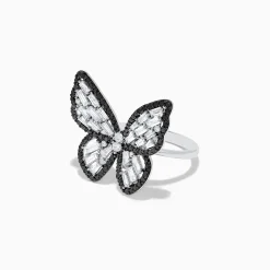 Effy Jewelry Nature 14K White Gold Black and White Diamond Butterfly Ring | Rings