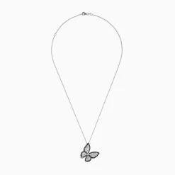 Effy Jewelry Nature 14K White Gold Black and White Diamond Butterfly Pendant | Necklaces & Pendants