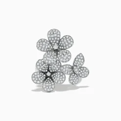 Effy Jewelry Nature 14K White Gold Diamond Flowers and Butterfly Ring | Rings