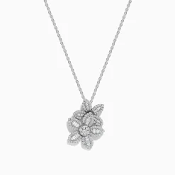 Effy Jewelry Nature 14K White Gold Diamond Flower Pendant | Necklaces & Pendants