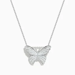 Effy Jewelry Nature 14K White Gold Diamond and Enamel Butterfly Pendant | Necklaces & Pendants