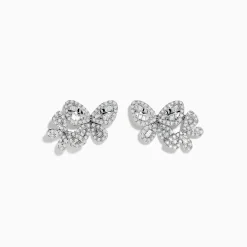 Effy Jewelry Nature 14K White Gold Diamond Butterfly Earrings | Earrings
