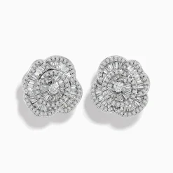 Effy Jewelry Nature 14K White Gold Diamond Flower Earrings | Earrings