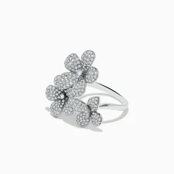 Effy Jewelry Nature 14K White Gold Diamond Flowers and Butterfly Ring | Rings