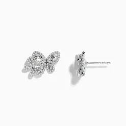 Effy Jewelry Nature 14K White Gold Diamond Butterfly Earrings | Earrings
