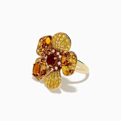 Effy Jewelry Nature 14K Yellow Gold Citrine, Yellow Sapphire and Diamond Flower Ring | Rings