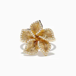 Effy Jewelry Nature 14K Yellow Gold Diamond Flower Ring 0.31 TCW | Rings