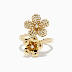 Effy Jewelry Nature 14K Yellow Gold Diamond Flower Duet Ring | Rings