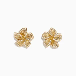 Effy Jewelry Nature 14K Yellow Gold Diamond Flower Earrings | Earrings
