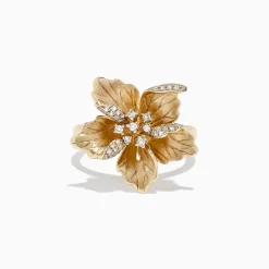 Effy Jewelry Nature 14K Yellow Gold Diamond Flower Ring, 0.23 TCW | Rings