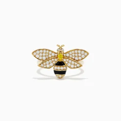 BH Multi Nature 14K Yellow Gold Diamond and Yellow Sapphire Bee Ring | Rings
