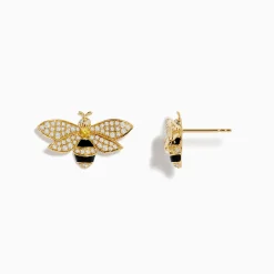 BH Multi Nature 14K Yellow Gold Diamond and Yellow Sapphire Bee Earrings | Earrings