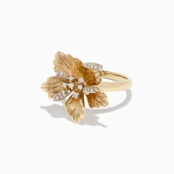 Effy Jewelry Nature 14K Yellow Gold Diamond Flower Ring, 0.23 TCW | Rings
