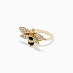 BH Multi Nature 14K Yellow Gold Diamond and Yellow Sapphire Bee Ring | Rings