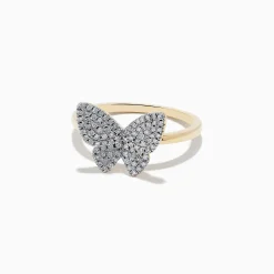 Effy Jewelry Nature 14K Yellow Gold Diamond Butterfly Ring | Rings