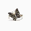 Effy Jewelry Nature 14K Yellow Gold Espresso u0026 White Diamond Butterfly Ring, 0.45 TCW | Rings