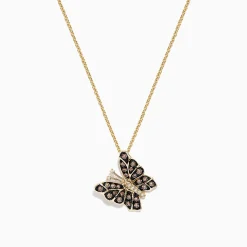Effy Jewelry Nature 14K Yellow Gold Espresso Brown and White Diamond Butterfly Pendant | Necklaces & Pendants