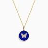 Effy Jewelry Nature 14K Yellow Gold Lapis and Diamond Butterfly Pendant | Necklaces & Pendants