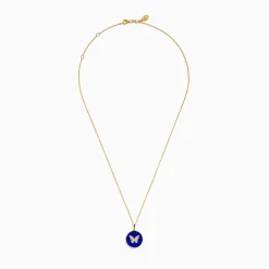 Effy Jewelry Nature 14K Yellow Gold Lapis and Diamond Butterfly Pendant | Necklaces & Pendants