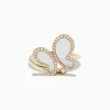 Effy Jewelry Nature 14K Yellow Gold Mother Of Pearl and Diamond Butterfly Ring | Rings