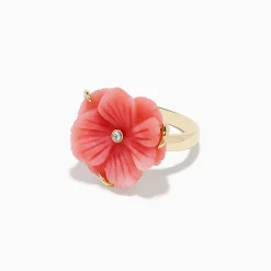 BH Multi Nature 14K Yellow Gold Pink Opal and Diamond Flower Ring | Rings