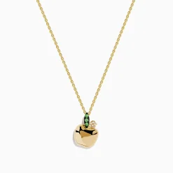 Effy Jewelry Nature 14K Yellow Gold Tsavorite and Diamond Apple Pendant | Necklaces & Pendants