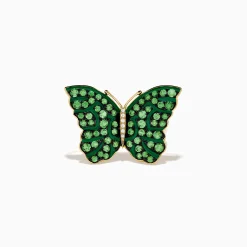 Effy Jewelry Nature 14K Yellow Gold Tsavorite and Diamond Butterfly Ring | Rings