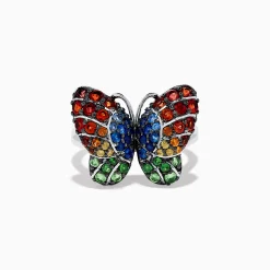Effy Jewelry Nature Sterling Silver Multi Sapphires Butterfly Ring | Rings
