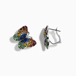 Effy Jewelry Nature Sterling Silver Multi Gemstone Butterfly Earrings | Earrings