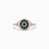 Effy Jewelry Novelty 14K Gold Blue, White and Black Diamond Evil Eye Ring, 0.37 TCW | Rings