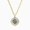 BH Multi Novelty 14K Gold Multi Gemstone and Diamond Compass Pendant, 0.08 TCW | Necklaces & Pendants