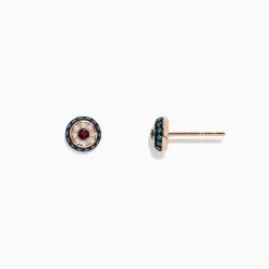 BH Multi Novelty 14K Gold Ruby, White u0026 Blue Diamond Evil Eye Earrings, 0.26 TW | Earrings