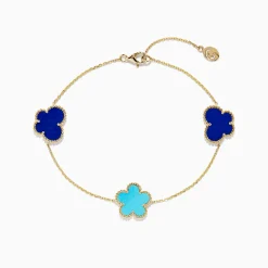 BH Multi Novelty 14K Gold Turquoise u0026 Lapis Floral Butterfly Bracelet | Bracelets