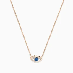 BH Multi Novelty 14K Rose Gold Blue Sapphire and Diamond Evil Eye Pendant | Necklaces & Pendants