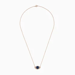 Effy Jewelry Novelty 14K Rose Gold Blue Sapphire and Diamond Evil Eye Necklace | Necklaces & Pendants