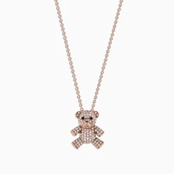 Effy Jewelry Novelty 14K Rose Gold Diamond Teddy Bear Pendant, 0.51 TCW | Necklaces & Pendants