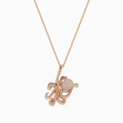 Effy Jewelry Novelty 14K Rose Gold Diamond Octopus Pendant, 0.20 TCW | Necklaces & Pendants