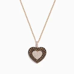 Effy Jewelry Novelty 14K Rose Gold Espresso and Diamond Heart Pendant | Necklaces & Pendants