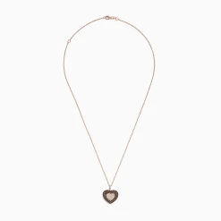 Effy Jewelry Novelty 14K Rose Gold Espresso and Diamond Heart Pendant | Necklaces & Pendants