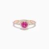 Effy Jewelry Novelty 14K Rose Gold Pink Sapphire and Diamond Heart Ring | Rings